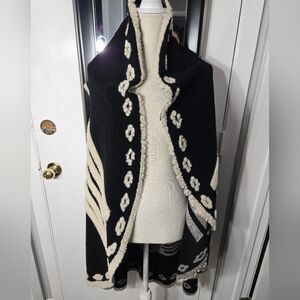 Ryan Michael Women's One Size Made in Italy Wool Drape Open Cardigan